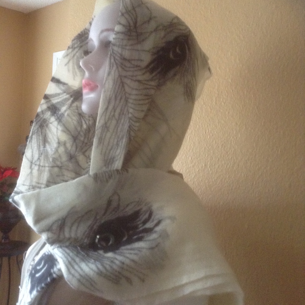 BCBG Peacock Feather Scarf